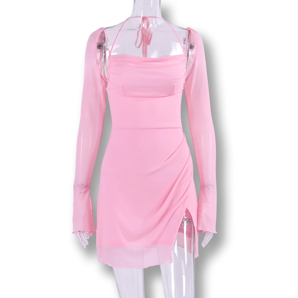 Robe en maille à manches volantes