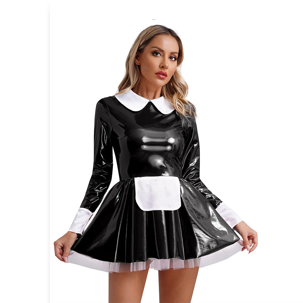 Robe effet latex maid - Cosplay Sissy