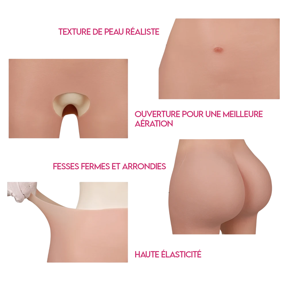 Fessier en silicone réaliste avec ouverture