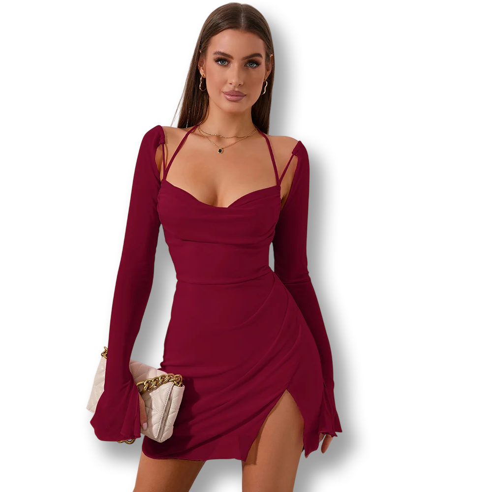 Robe en maille à manches volantes