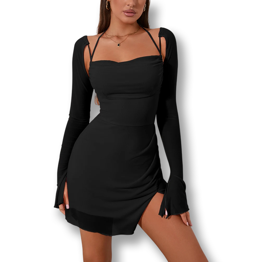 Robe en maille à manches volantes