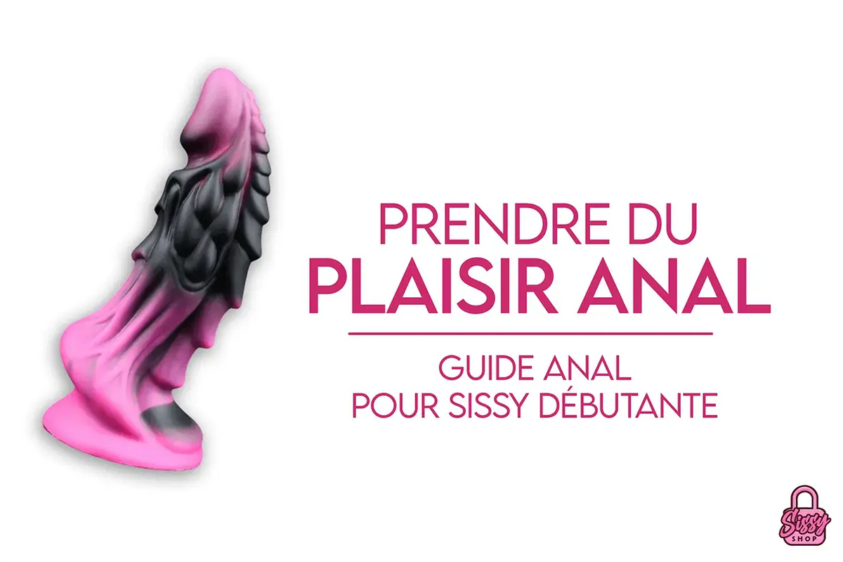 Illustration d'un godemichet texturé noir et rose pour le guide SissyShop sur le plaisir anal chez la sissy débutante.