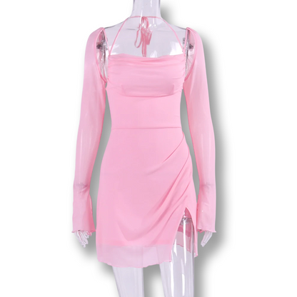 Robe en maille à manches volantes