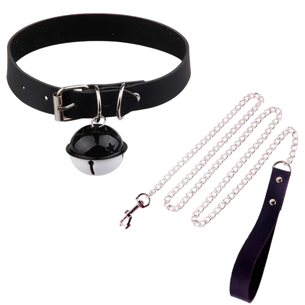 Collier bdsm clochette avec laisse | Petplay | SissyShop