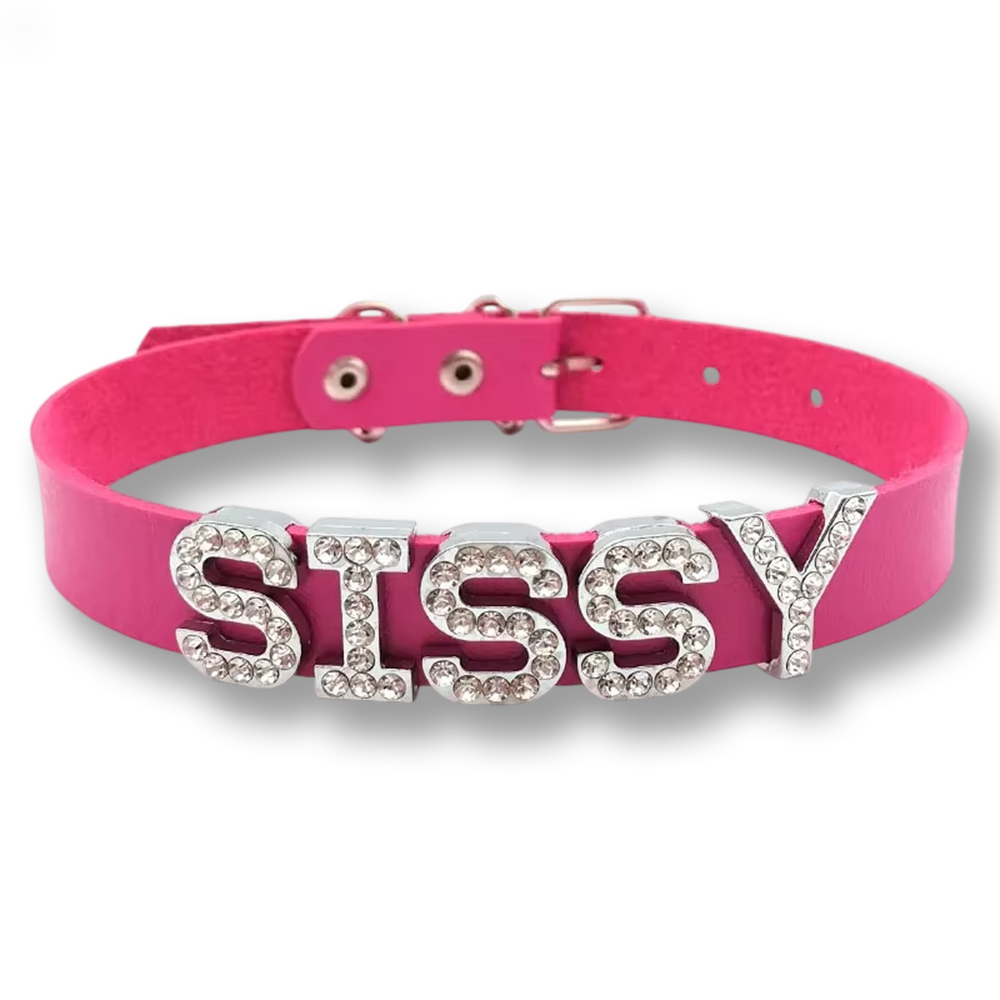 Choker Sissy en cuir et strass
