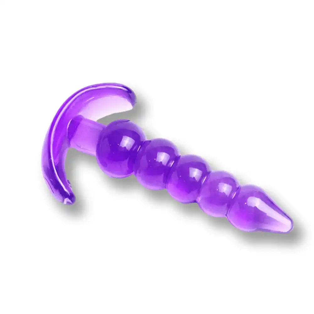 Plug anal violet en silicone souple avec perles pour sissification et plaisir anal sur Sissyshop