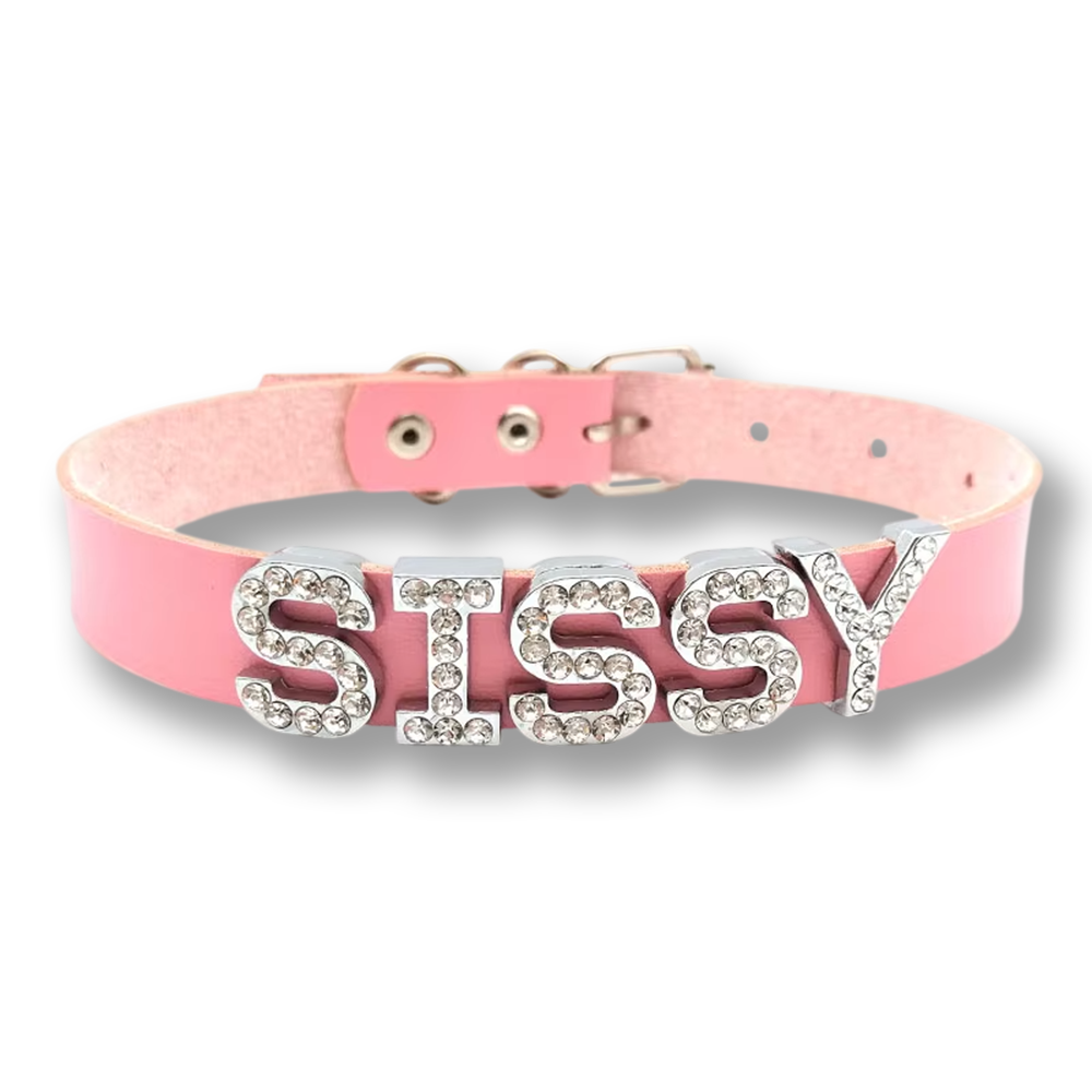 Choker Sissy en cuir et strass