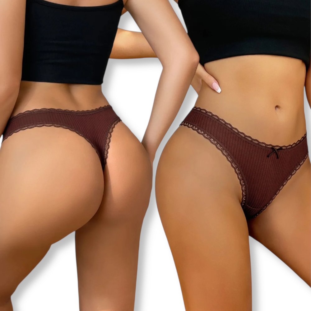 Lot de 7 strings sissy taille basse en coton