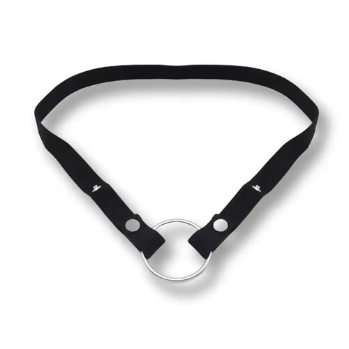 Ceinture de chasteté noire en tissu avec anneau métallique pour sissification et soumission sexuelle, idéale pour le fétichisme sur Sissyshop