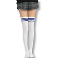 Collants blancs à rayures bleues pour sissification et crossdressing, idéaux pour la féminisation sur Sissyshop