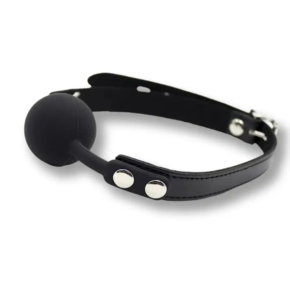 Boule de soumission en silicone noir avec collier en cuir pour sissification et fétichisme sur Sissyshop