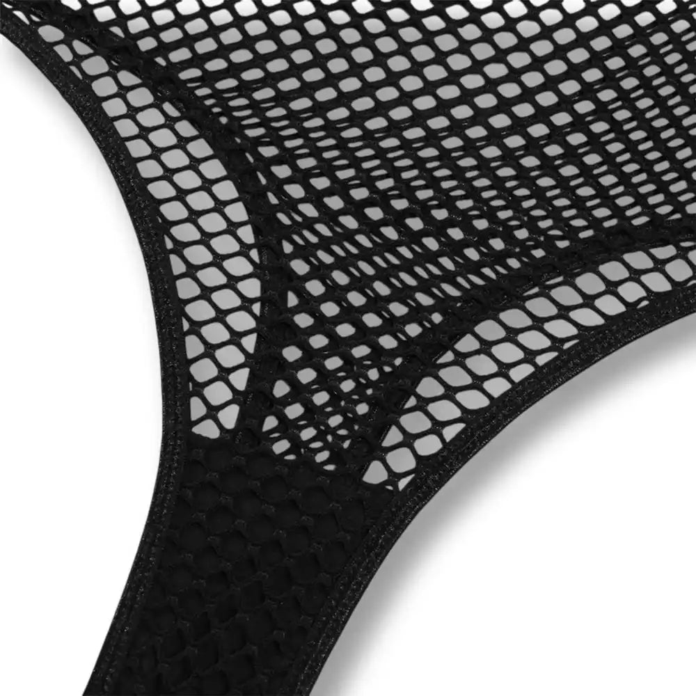 Zoom sur la structure de l'entrejambe du body résille pour un confort optimal.