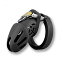 Cage de chasteté noire en silicone avec cadenas doré, pour sissification et soumission sexuelle, sur Sissyshop