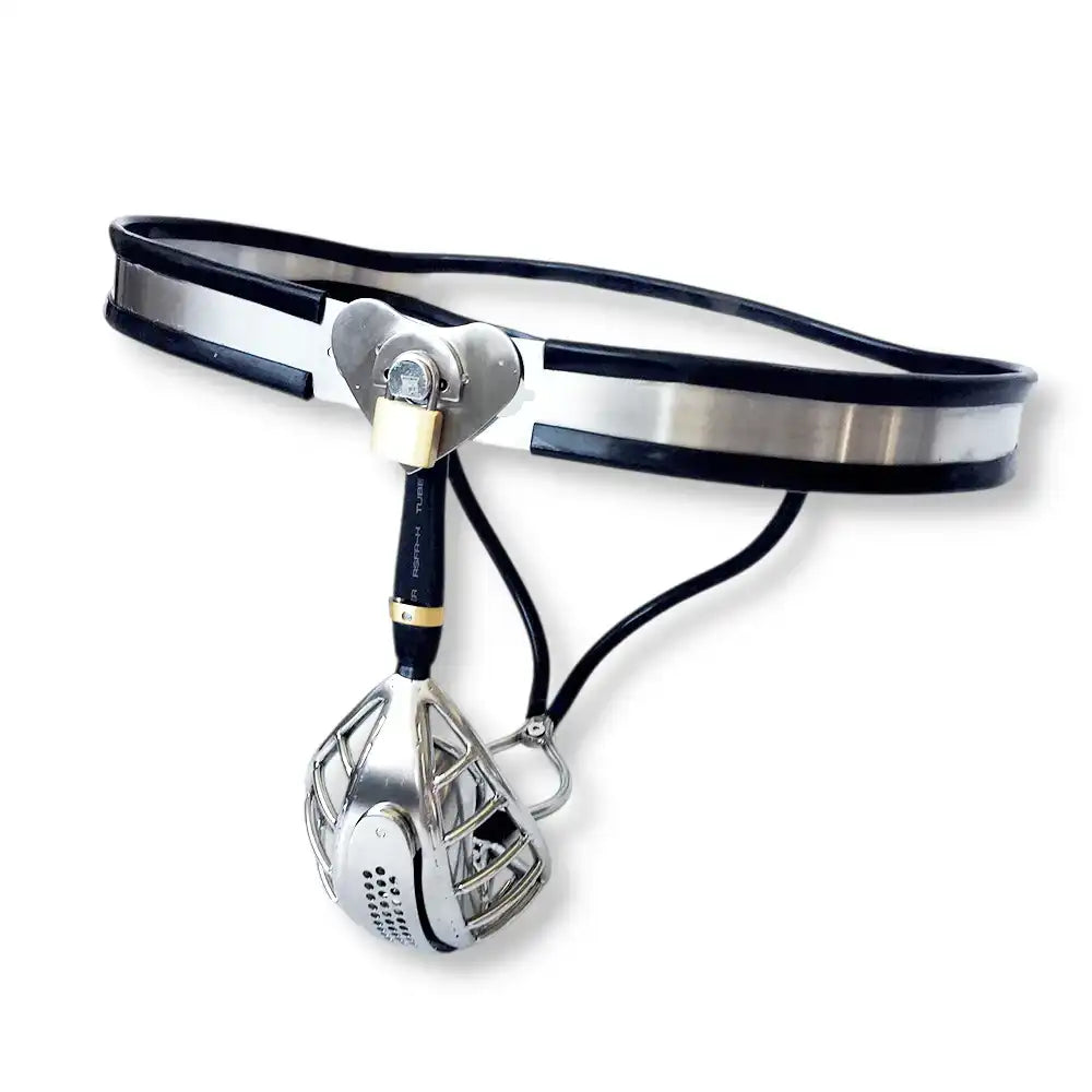 Ceinture de chasteté en métal no escape avec cage de chasteté inox, ceinture chasteté homme, cage chastete homme et cage de chasteté, idéale pour la sissyfication sur Le Sissyshop.