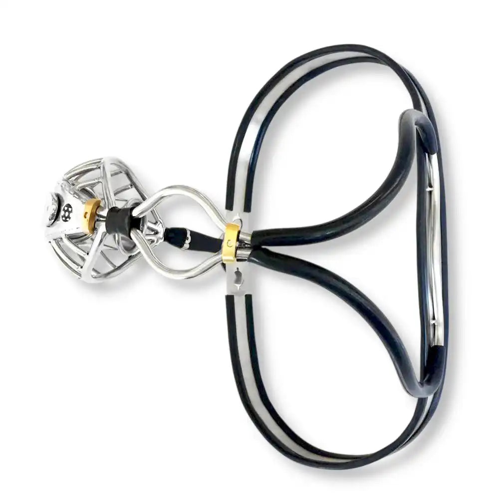 Vue arrière de la ceinture de chastete metal, ceinture chasteté homme, cage chastete homme et sissy sur Le Sissyshop.