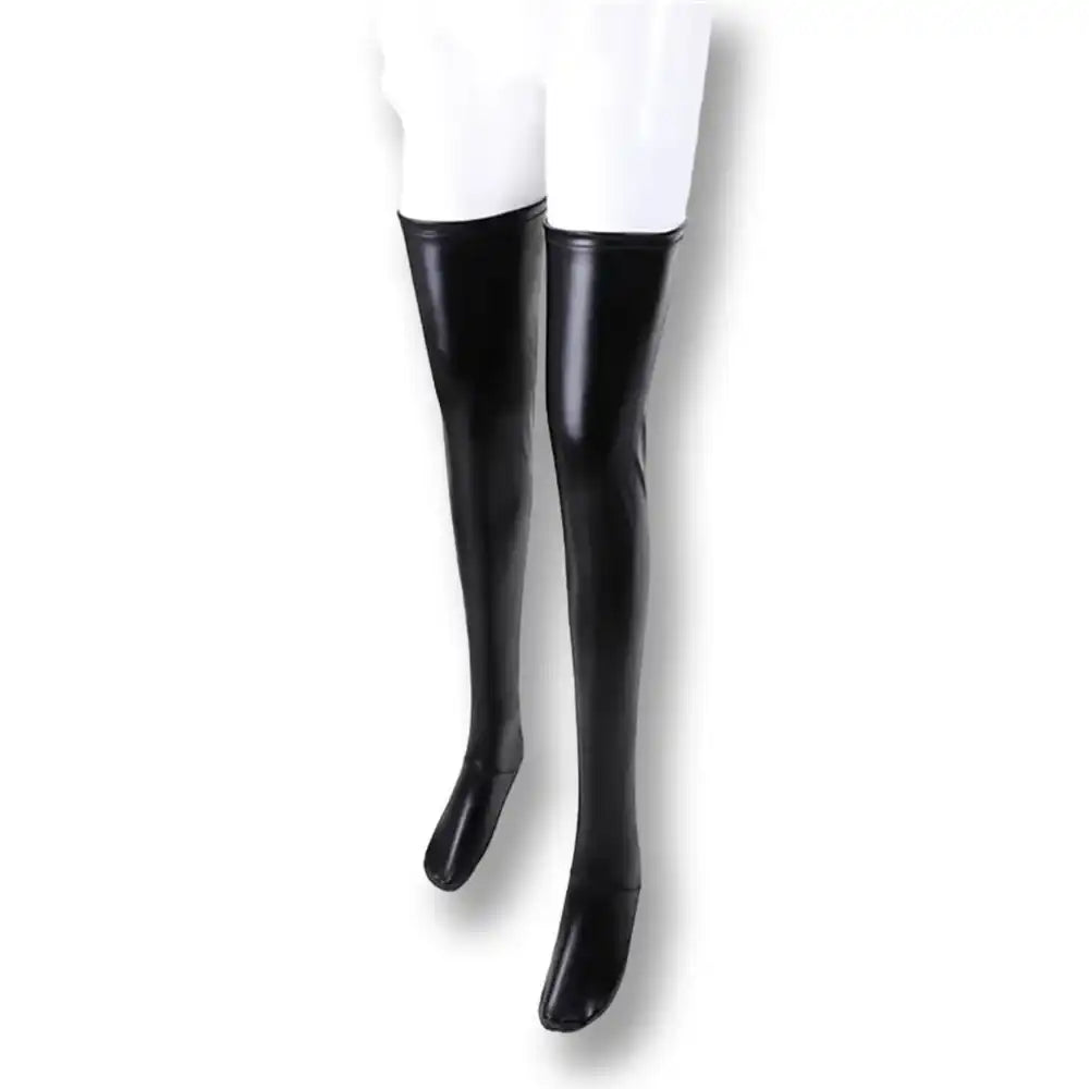 Collants noirs en latex brillant pour sissification et fétichisme, accessoire de soumission sexuelle sur Sissyshop