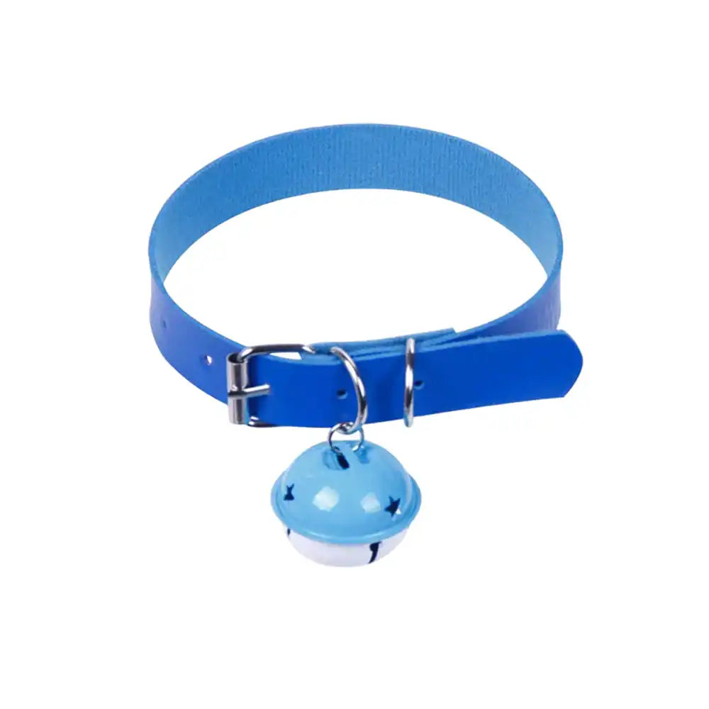 Collier bleu en latex avec clochette pour sissification et fétichisme, idéal pour la soumission sexuelle sur Sissyshop