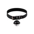 Collier en cuir noir avec clochette pour sissification et soumission sexuelle, accessoire fétichisme sur Sissyshop