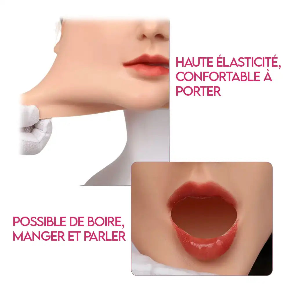 Masque facial en silicone souple pour sissification, haute élasticité et confort, permettant de boire, manger et parler sur Sissyshop