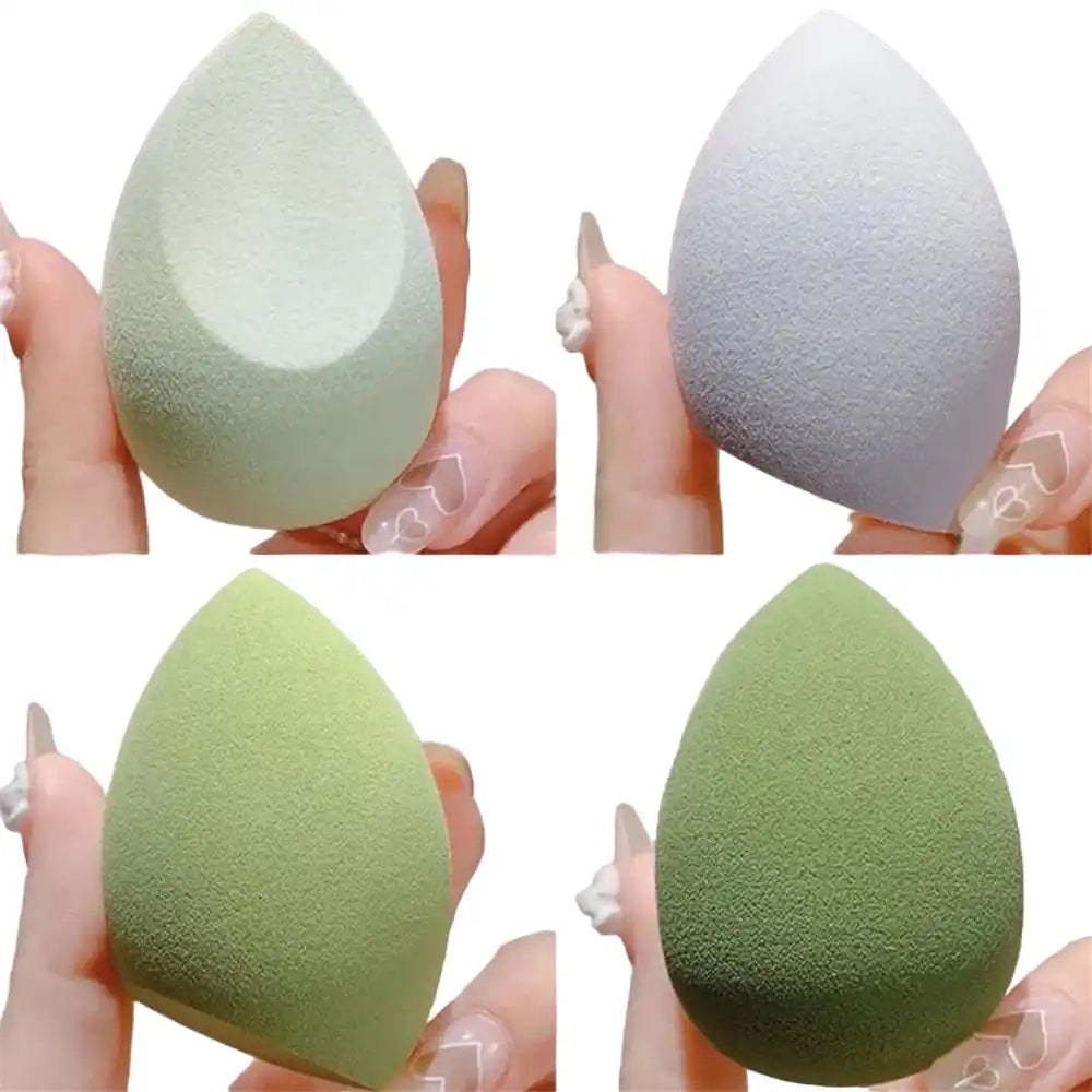 Éponges maquillage en mousse douce vert clair, gris et vert foncé pour la féminisation et le crossdressing sur Sissyshop