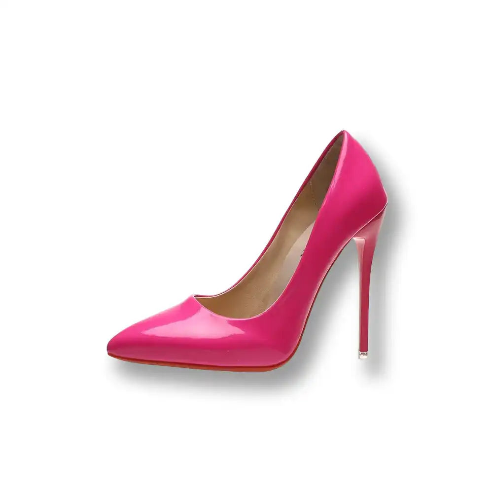 Escarpin rose vif en cuir verni pour la féminisation et le crossdressing, idéal pour la sissification sur Sissyshop
