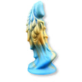 Gode dragon Royal en silicone souple aux motifs marbrés bleu et doré, avec crête dorsale texturée, fantasy dildo et accessoire de sissification pour la féminisation sur Le Sissyshop.