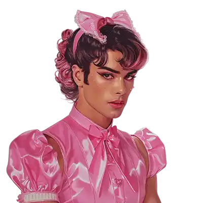 Tenue rose satinée pour sissification avec nœud et ruban, idéale pour la féminisation et le fétichisme sur Sissyshop
