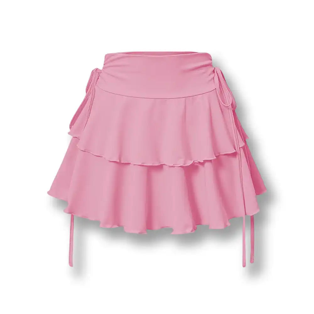 Présentation à plat de la jupe sexy rose bonbon style Lolita, un basique girly incontournable pour affirmer votre côté sissy sur sissyshop.