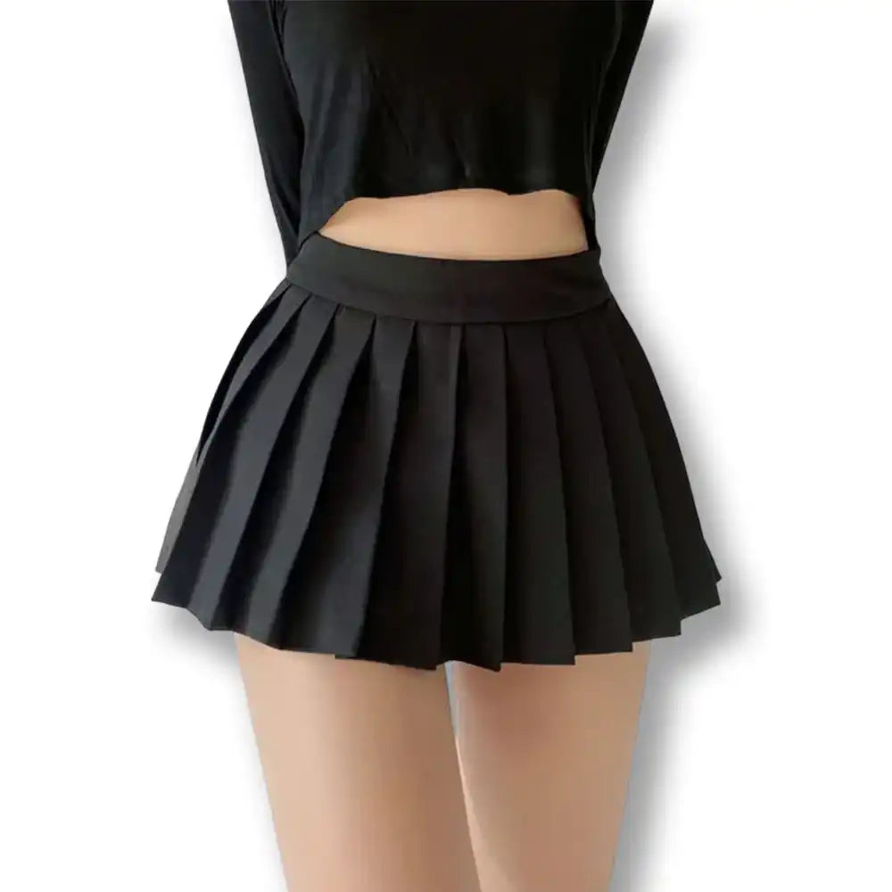 Jupe plissée noire en coton pour sissification et féminisation, idéale pour le crossdressing sur Sissyshop
