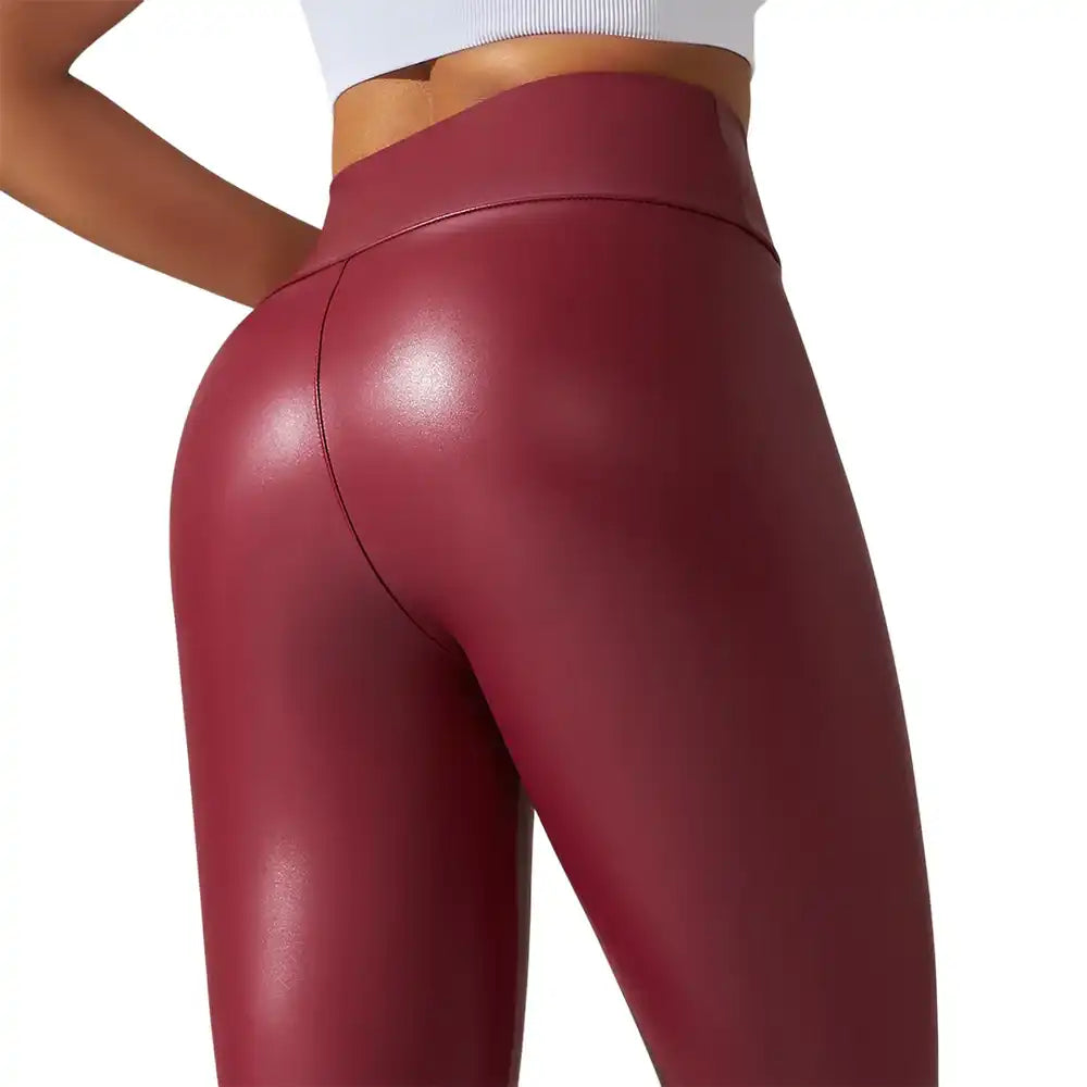 Leggings en latex bordeaux pour sissification et fétichisme, idéaux pour la féminisation et le crossdressing sur Sissyshop