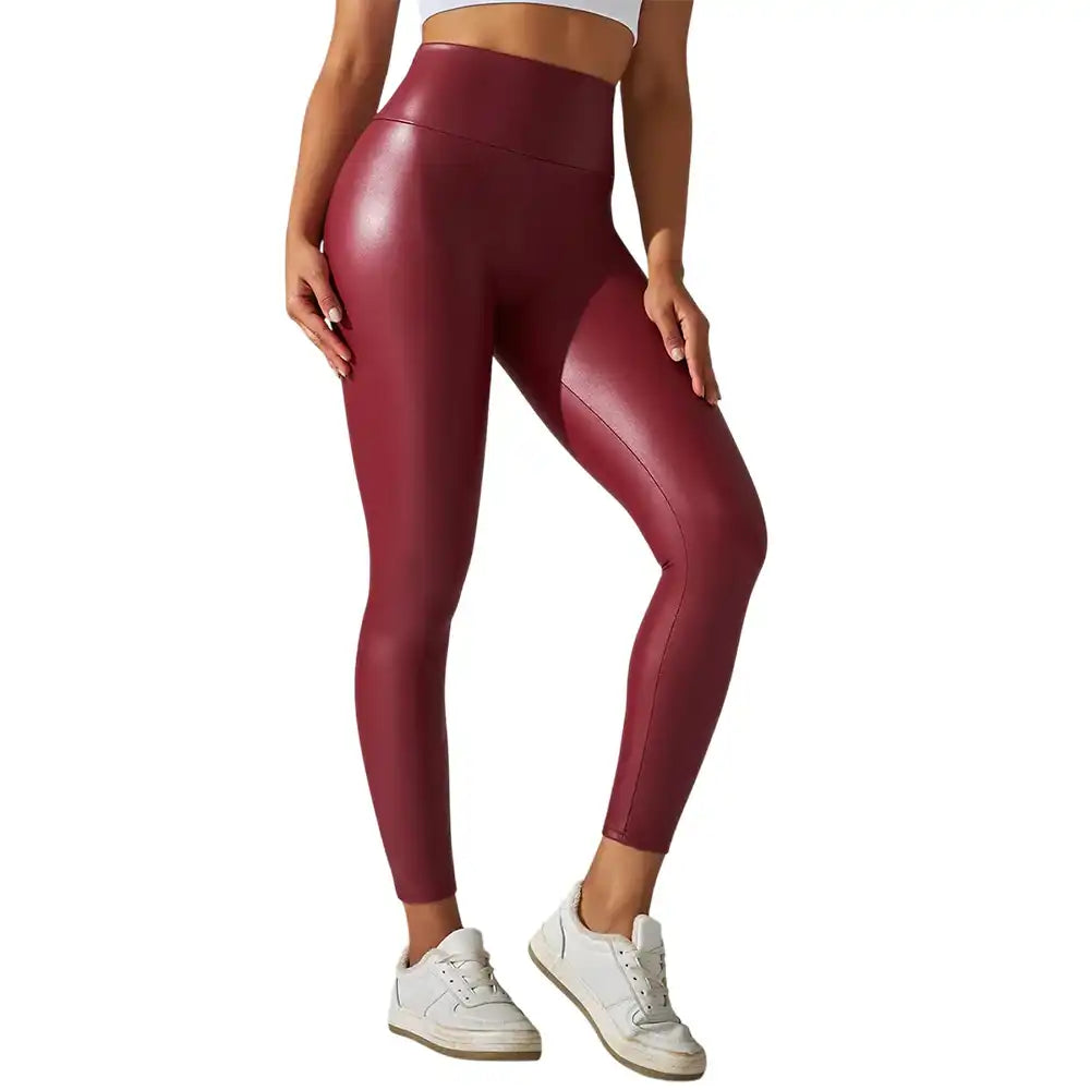 Leggings en latex bordeaux pour la sissification et le fétichisme, look élégant et audacieux sur Sissyshop