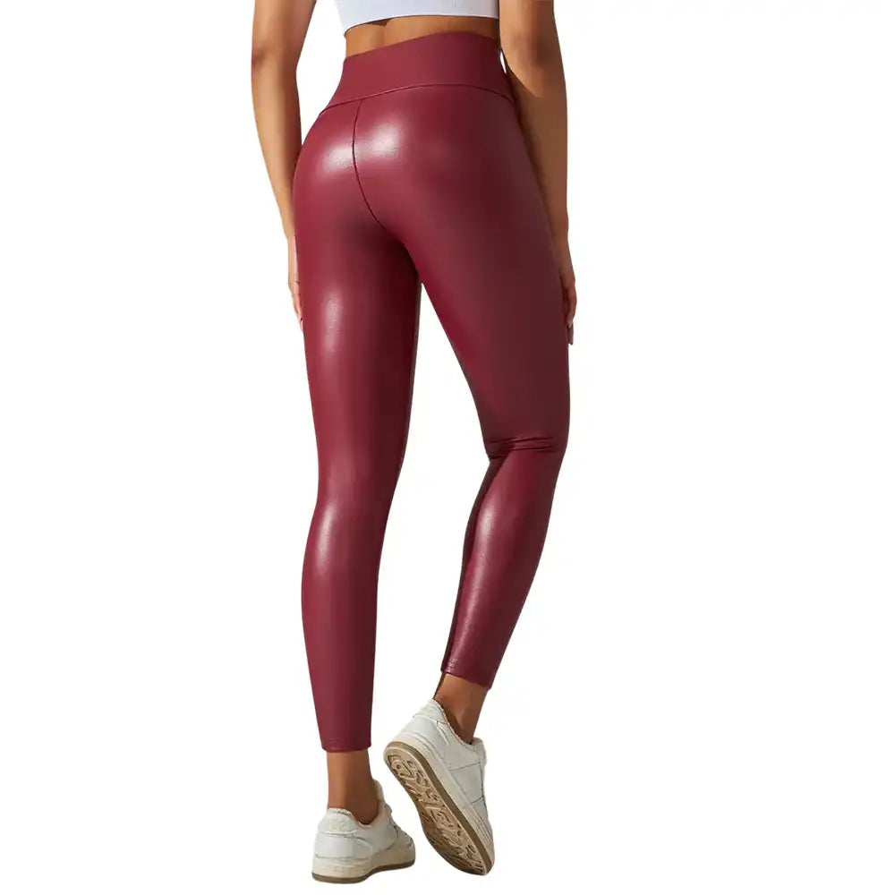 Leggings en latex bordeaux moulants pour la sissification et le crossdressing, idéaux pour la féminisation sur Sissyshop