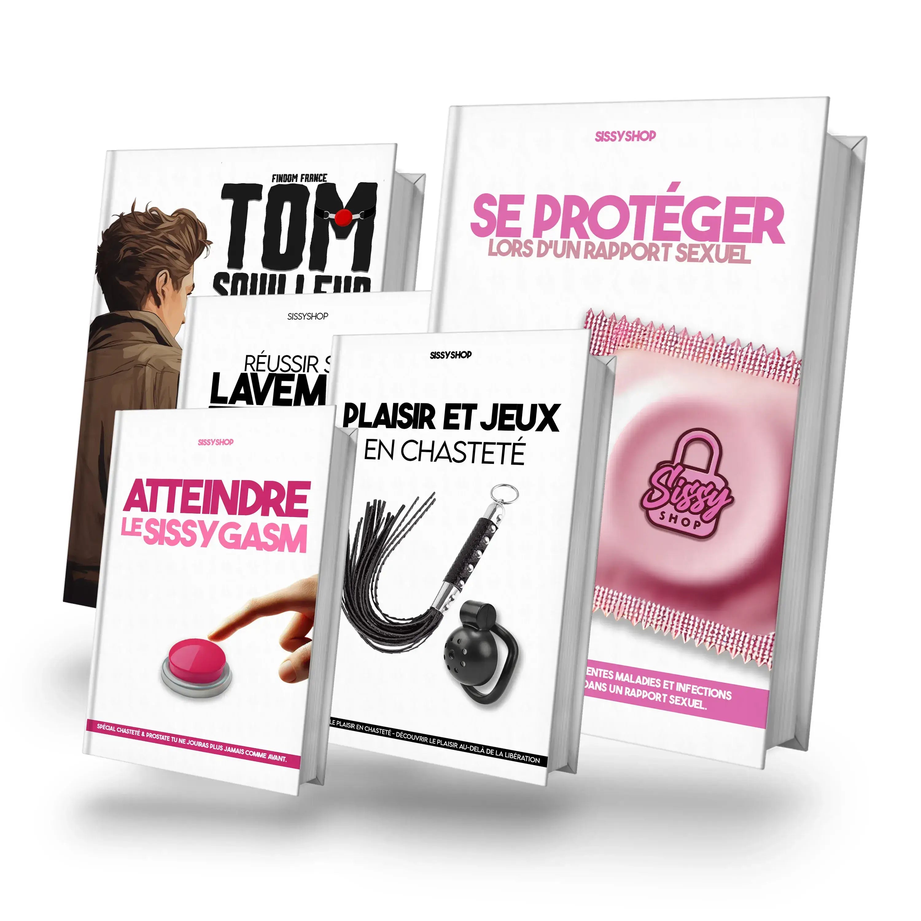 couverture des différents livre composant le pack "sissy anal confirmé" disponible sur le sissyshop, boutique de sextoys