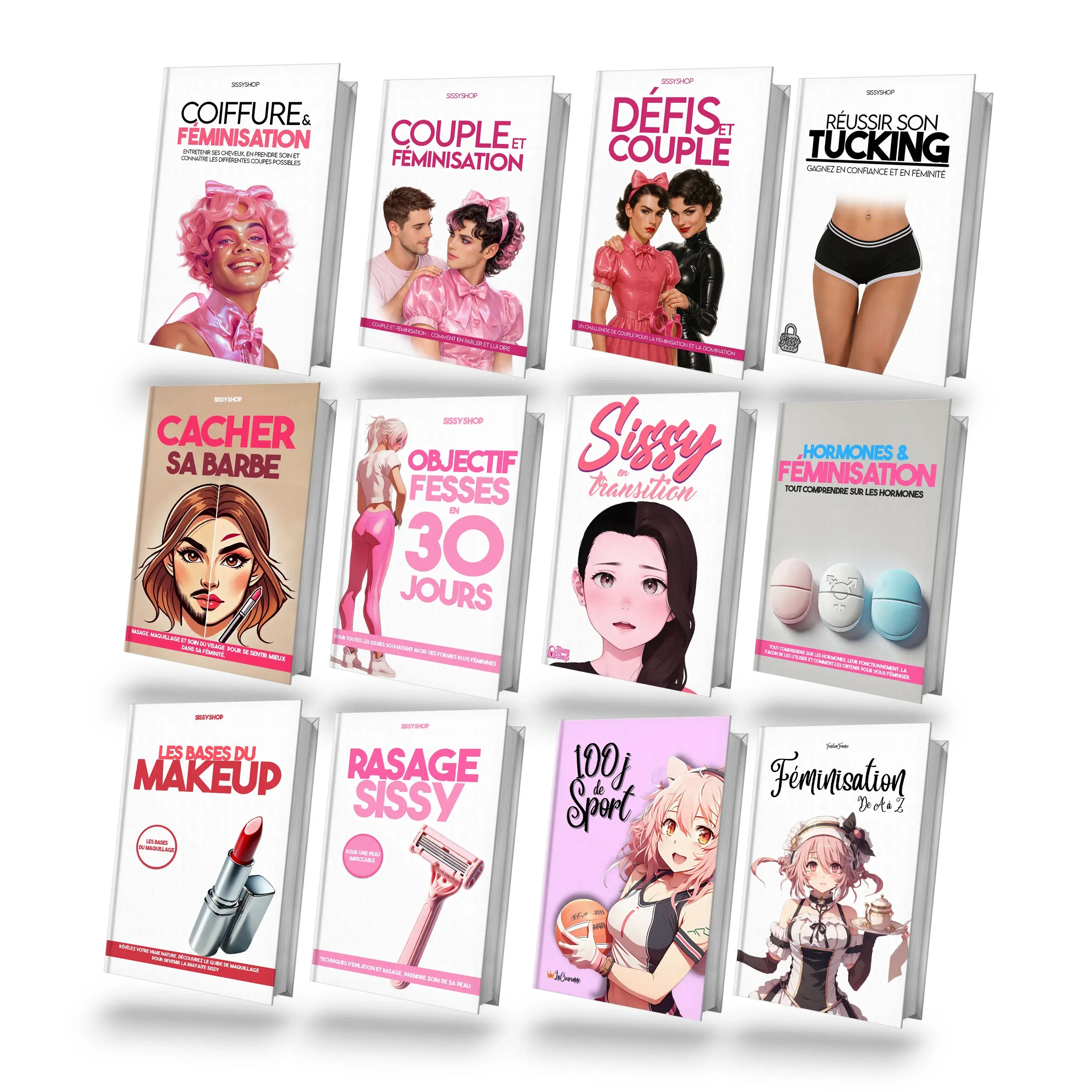 visuel du pack féminité du sissyshop, il explique comment se féminiser et comment se travestir