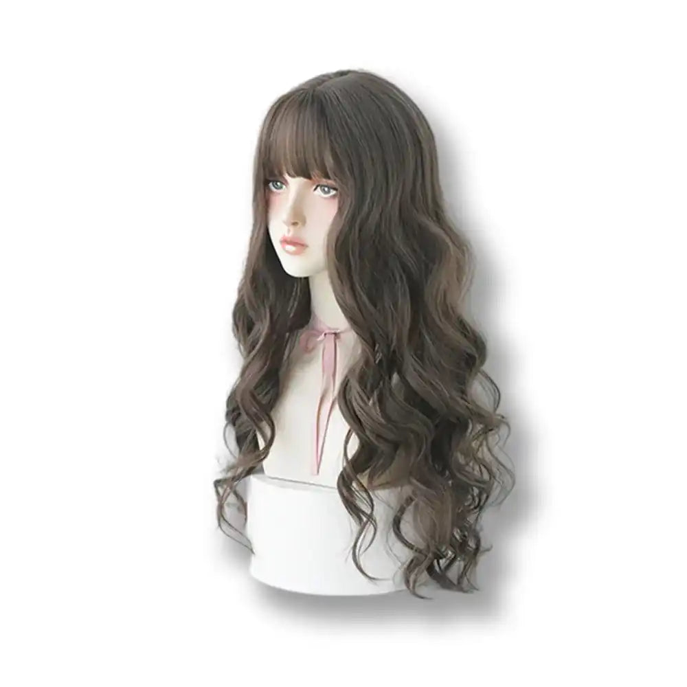 Perruque longue ondulée brune pour la féminisation et le crossdressing, idéale pour la sissification sur Sissyshop