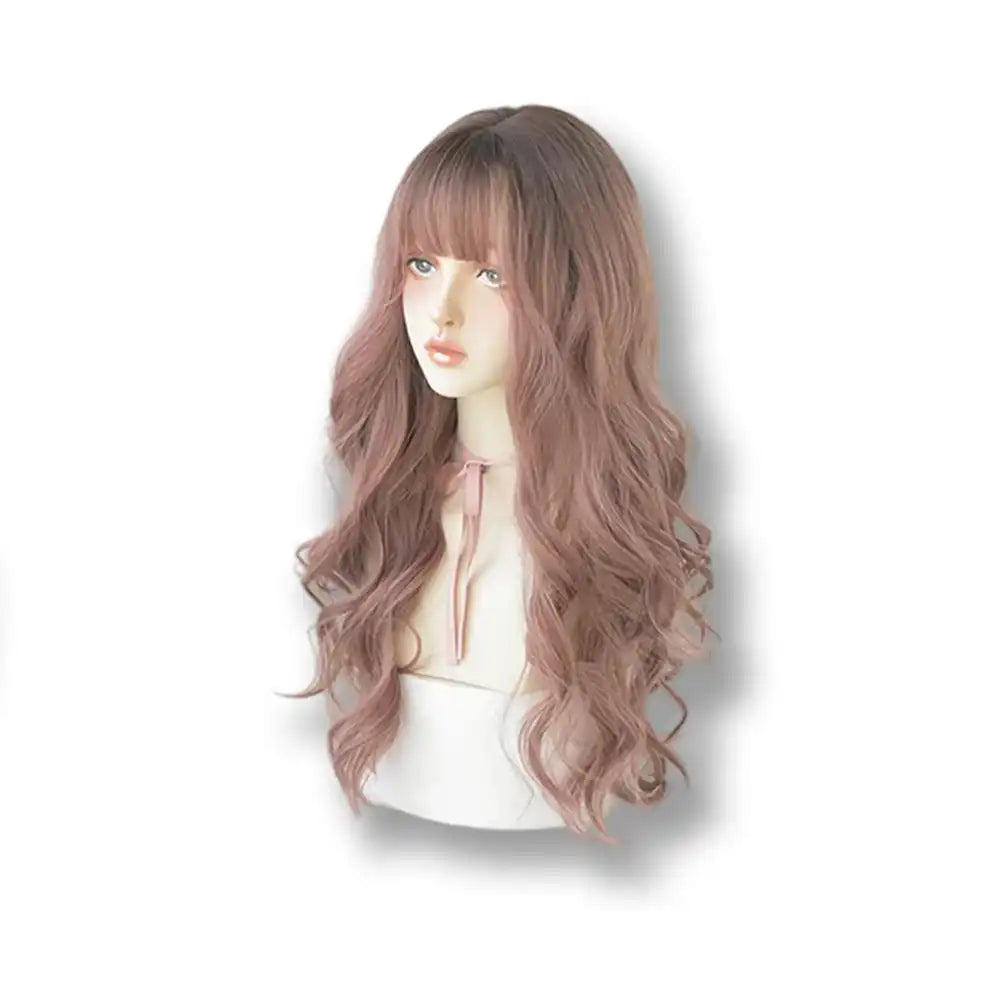 Perruque rose doré aux boucles longues pour sissification et crossdressing, idéale pour la féminisation sur Sissyshop