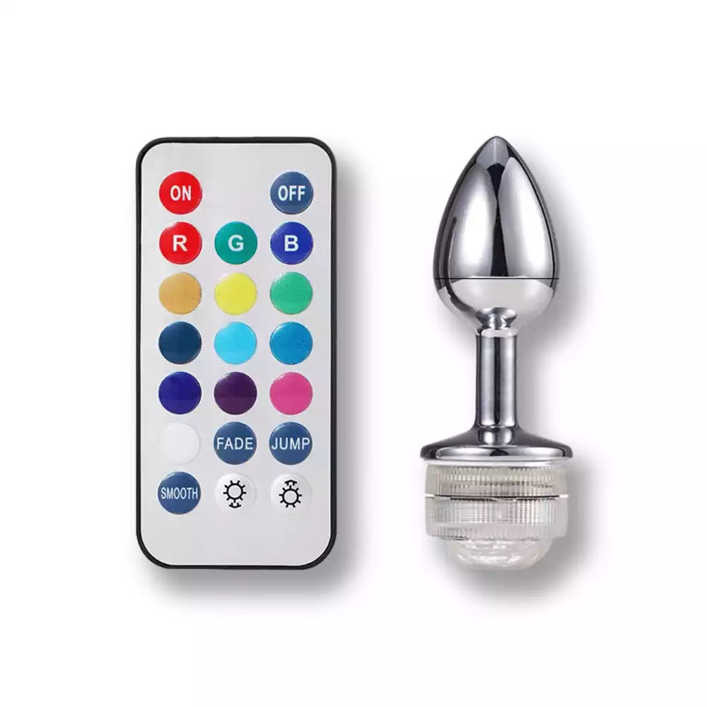 Plug anal métallique avec télécommande multicolore pour sissification et fétichisme, design élégant et discret sur Sissyshop