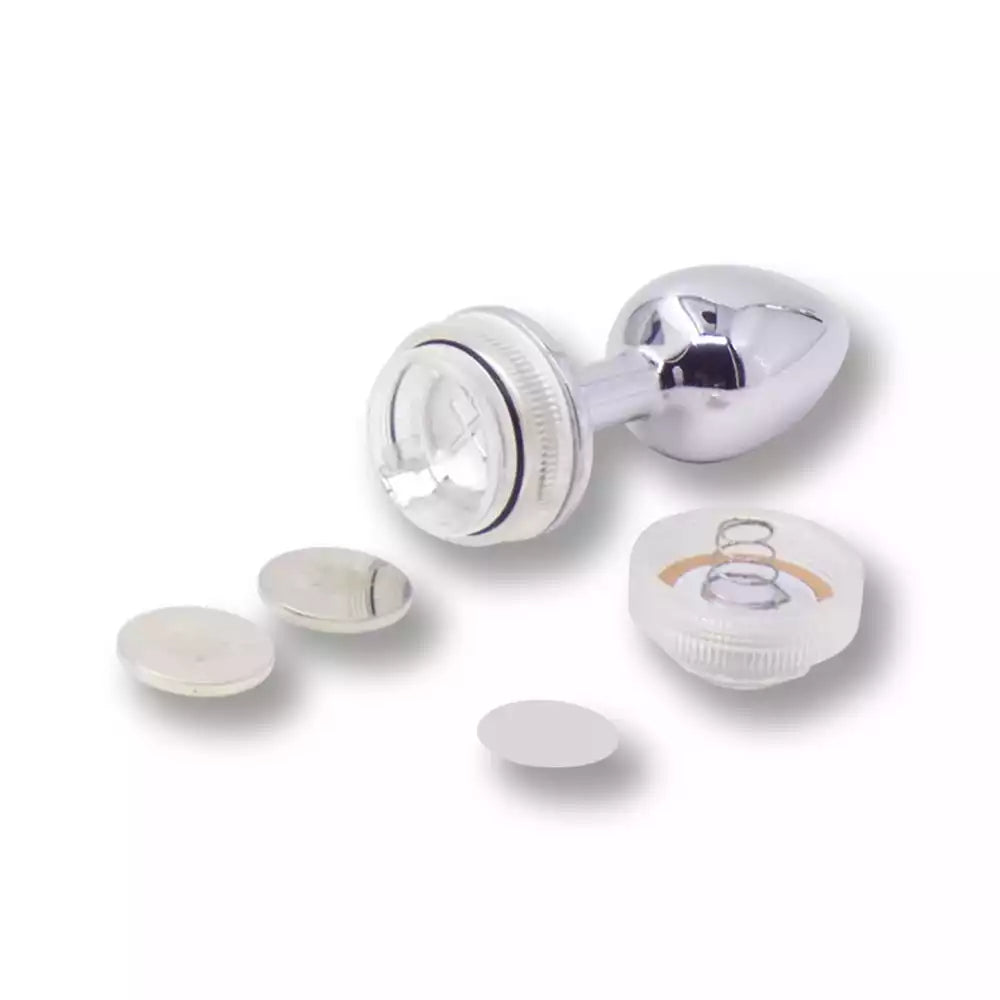 Plug anal métallique brillant avec accessoires en silicone pour sissification et soumission sexuelle sur Sissyshop