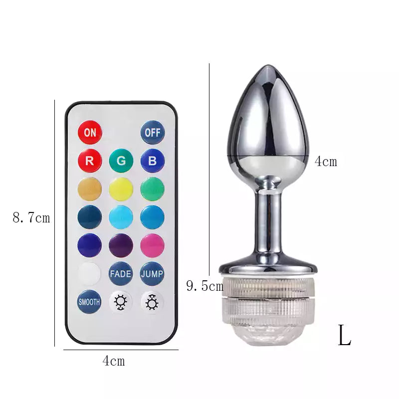 Plug anal métallique avec télécommande RGB, idéal pour la sissification et le fétichisme, taille L sur Sissyshop