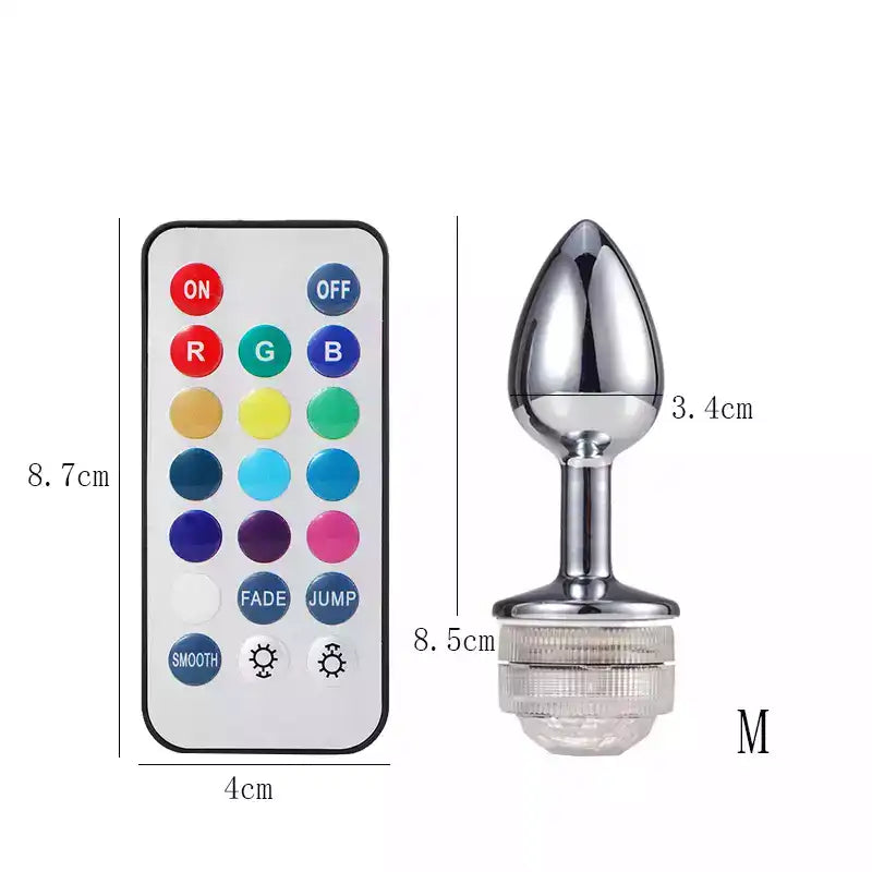 Plug anal métallique avec télécommande multicolore pour sissification et fétichisme, taille S, sur Sissyshop
