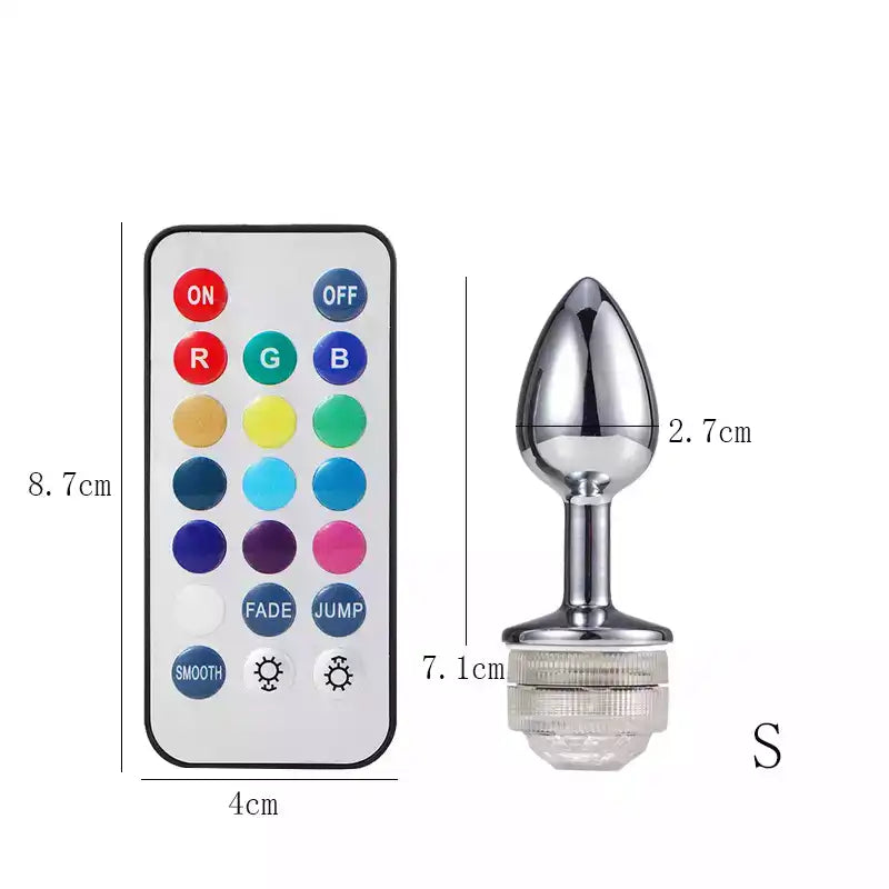 Plug anal métallique avec télécommande multicolore pour sissification et fétichisme, taille S, sur Sissyshop