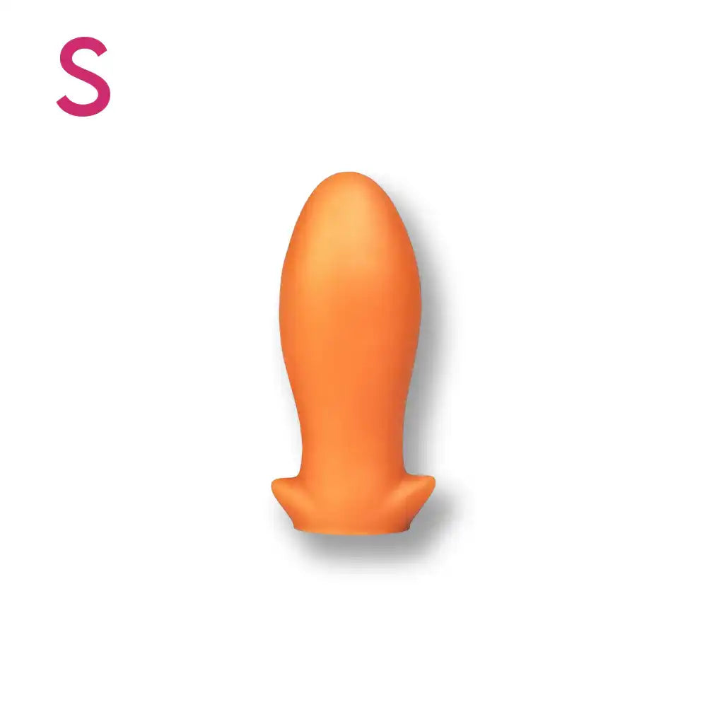 Modèle taille S du plug anal Dragon Egg en silicone orange, idéal pour les débutants.