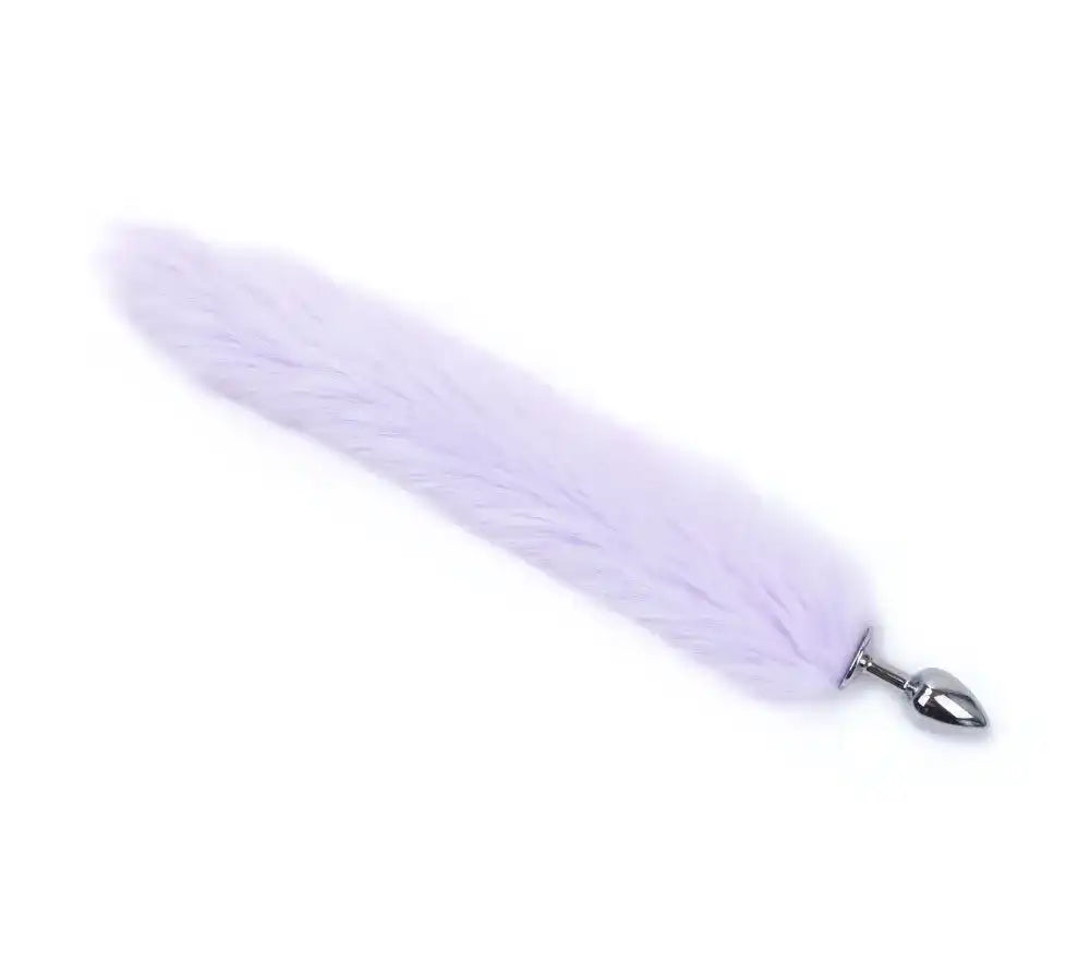 Plug anal en métal argenté avec plume lilas douce pour sissification et fétichisme, taille unique sur Sissyshop