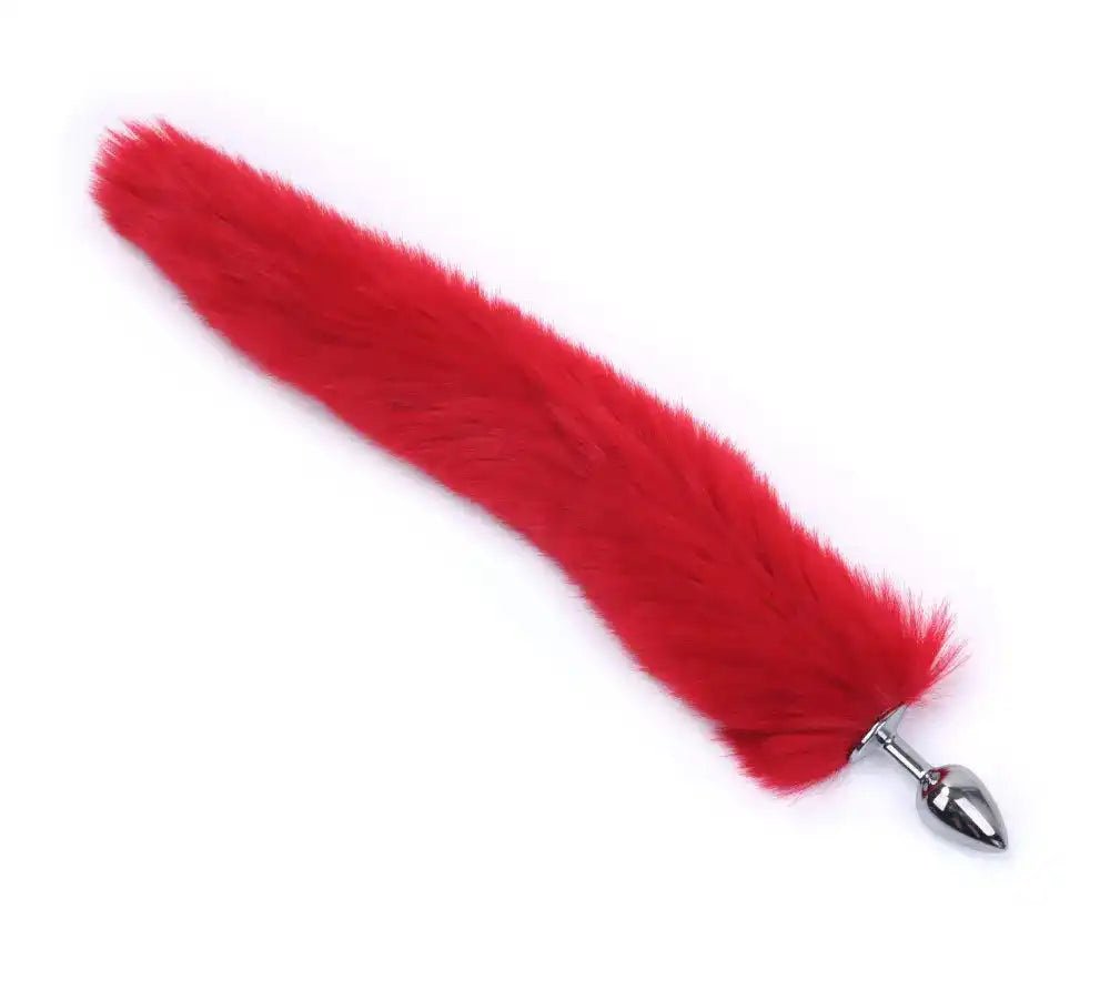 Plug anal en métal avec fourrure rouge pour la sissification et le fétichisme, accessoire de soumission sexuelle sur Sissyshop