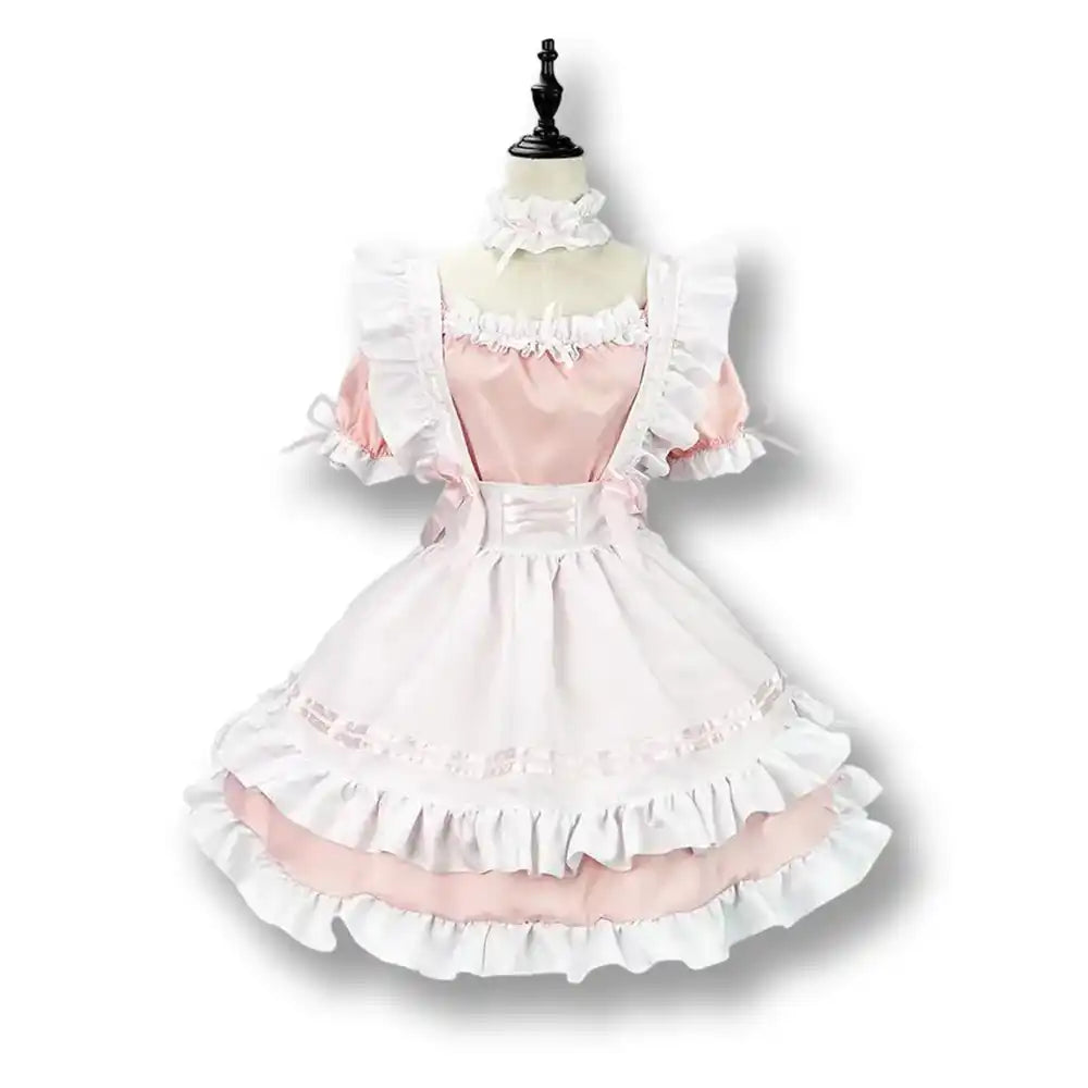Robe de sissification rose et blanche en satin avec volants, idéale pour la féminisation et le fétichisme sur Sissyshop