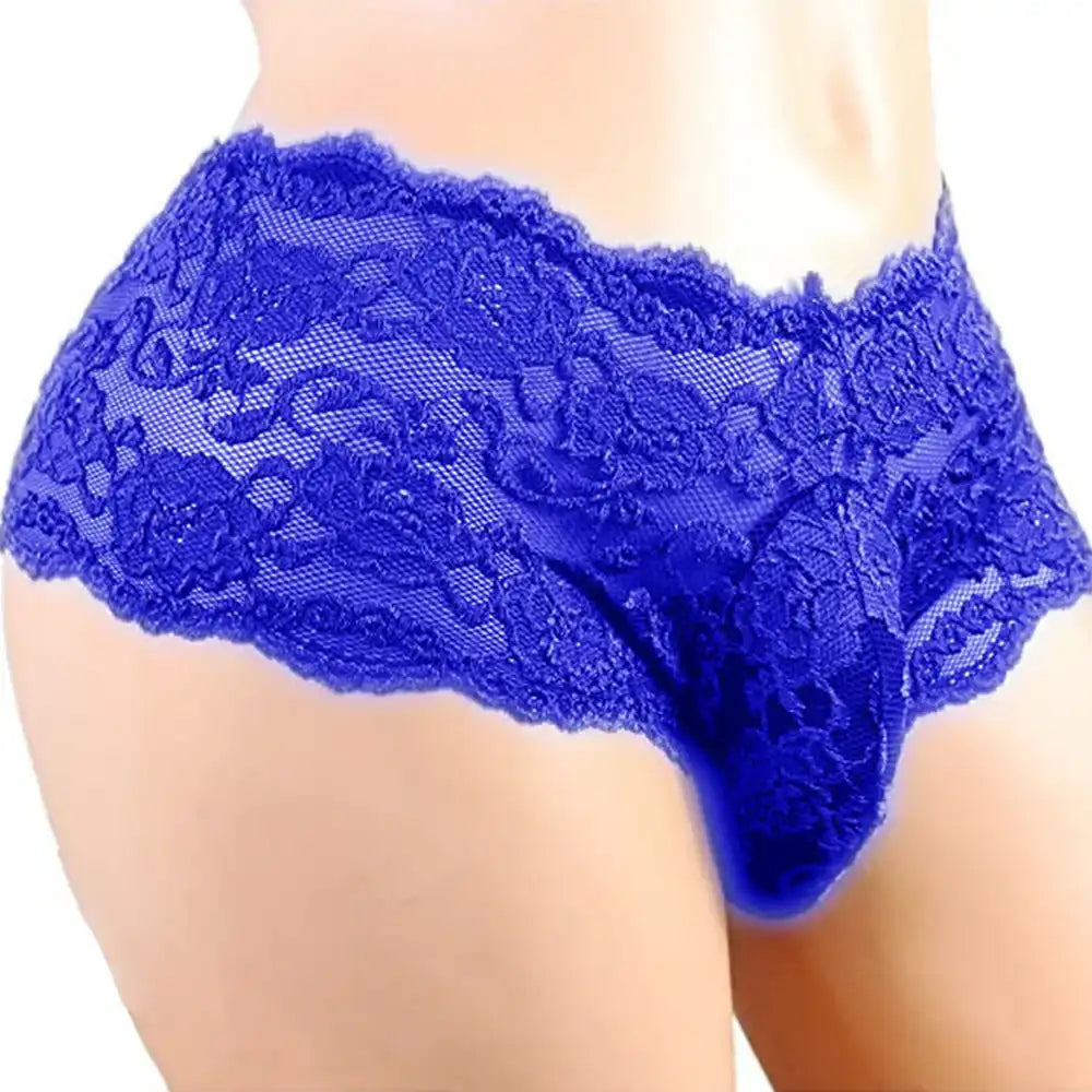 Culotte en dentelle bleue pour sissification et féminisation, idéale pour le fétichisme et la soumission sexuelle sur Sissyshop
