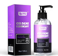 Flacon-pompe de lubrifiant anal à base d'eau Siyi parfumé à l'eau de Cologne (120 ml) présenté avec son emballage violet et noir, accessoire de confort pour la sissification et le fetishwear.