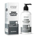 Flacon-pompe de lubrifiant anal à base d'eau Siyi imitation sperme (300 ml) présenté avec son emballage gris et noir, accessoire idéal pour le confort, la sissification et la féminisation.