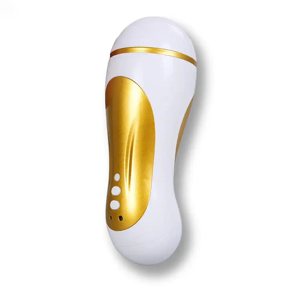 Vue de face du masturbateur électrique pour homme, vaginette automatique et sextoys vibrant pour la féminisation.