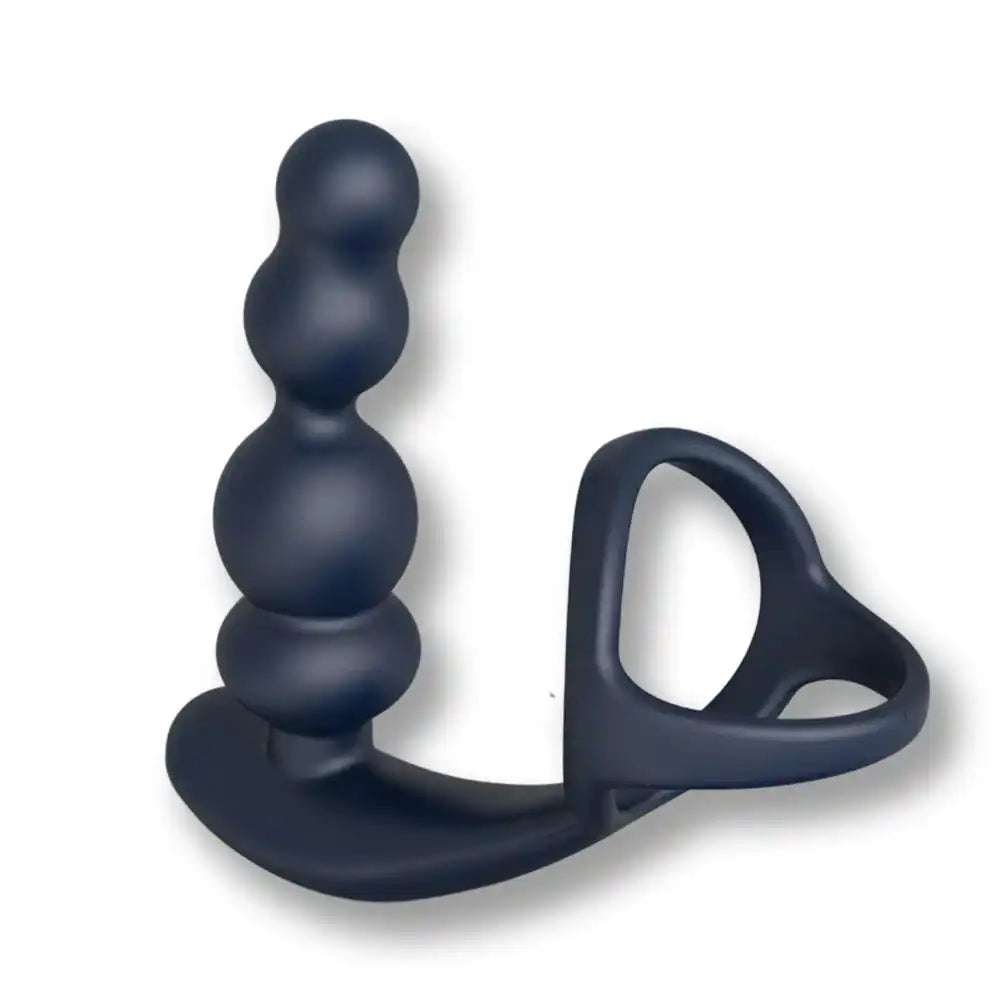 Vue de profil du masseur prostatique vibrant texturé avec perles anales, sextoys anal et accessoire de féminisation pour adultes.